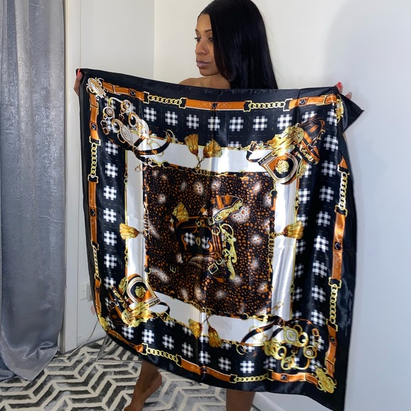 Stylish Large Silk Head Scarf - Picture 1 of 6